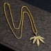 Ожерелье с кулоном конопляный лист (цвет золото)